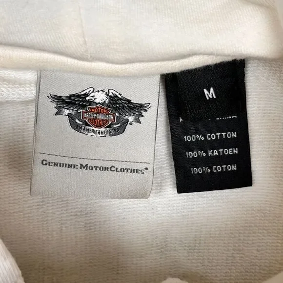 Women's Harley Davidson Ink Hoodie SZ Med Trim Pockets Full Zip - Picture 3 of 6